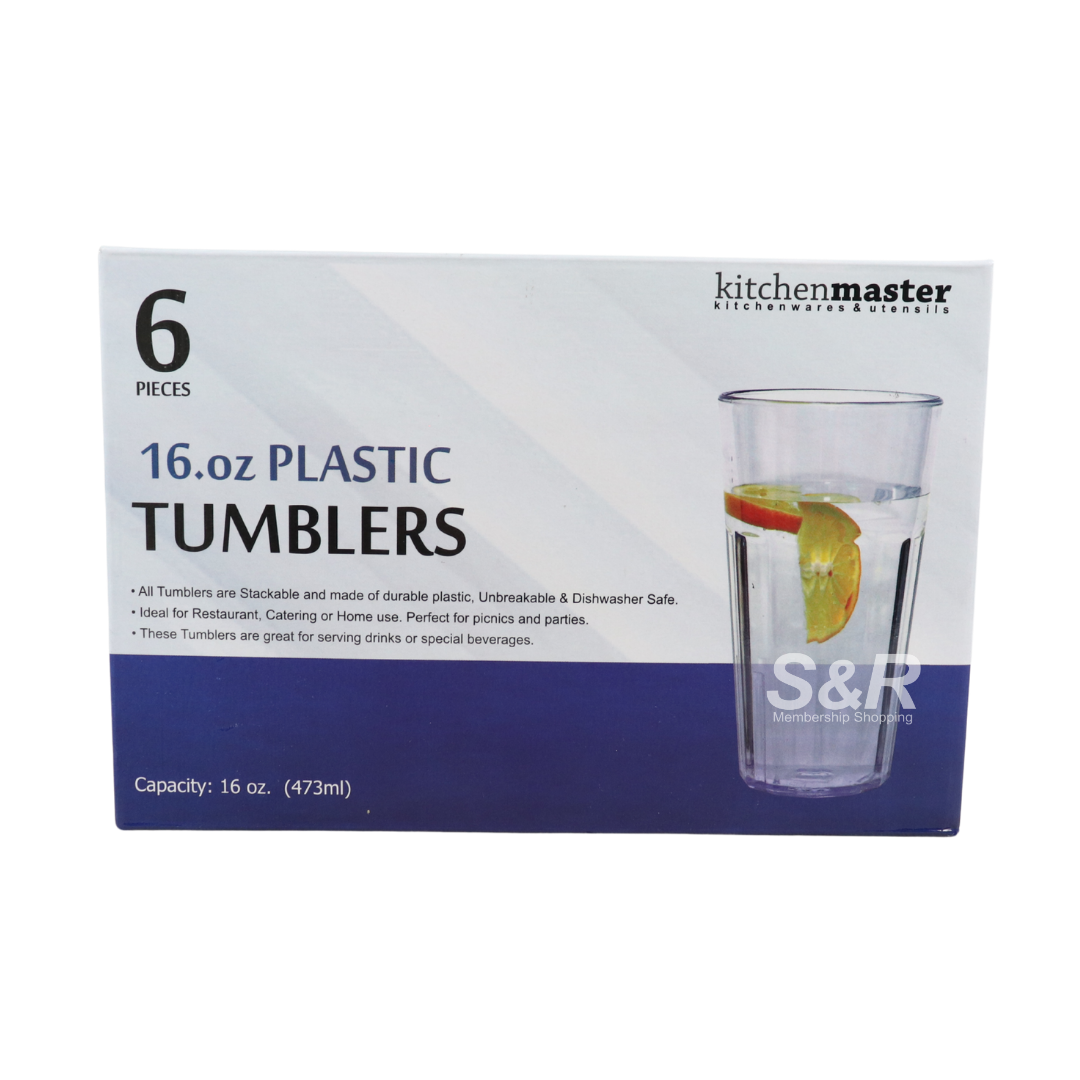 Kitchen Master 16oz Plastic Tumblers 6 pieces